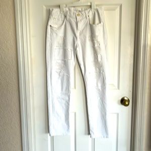 7 For All Mankind white distressed jeans